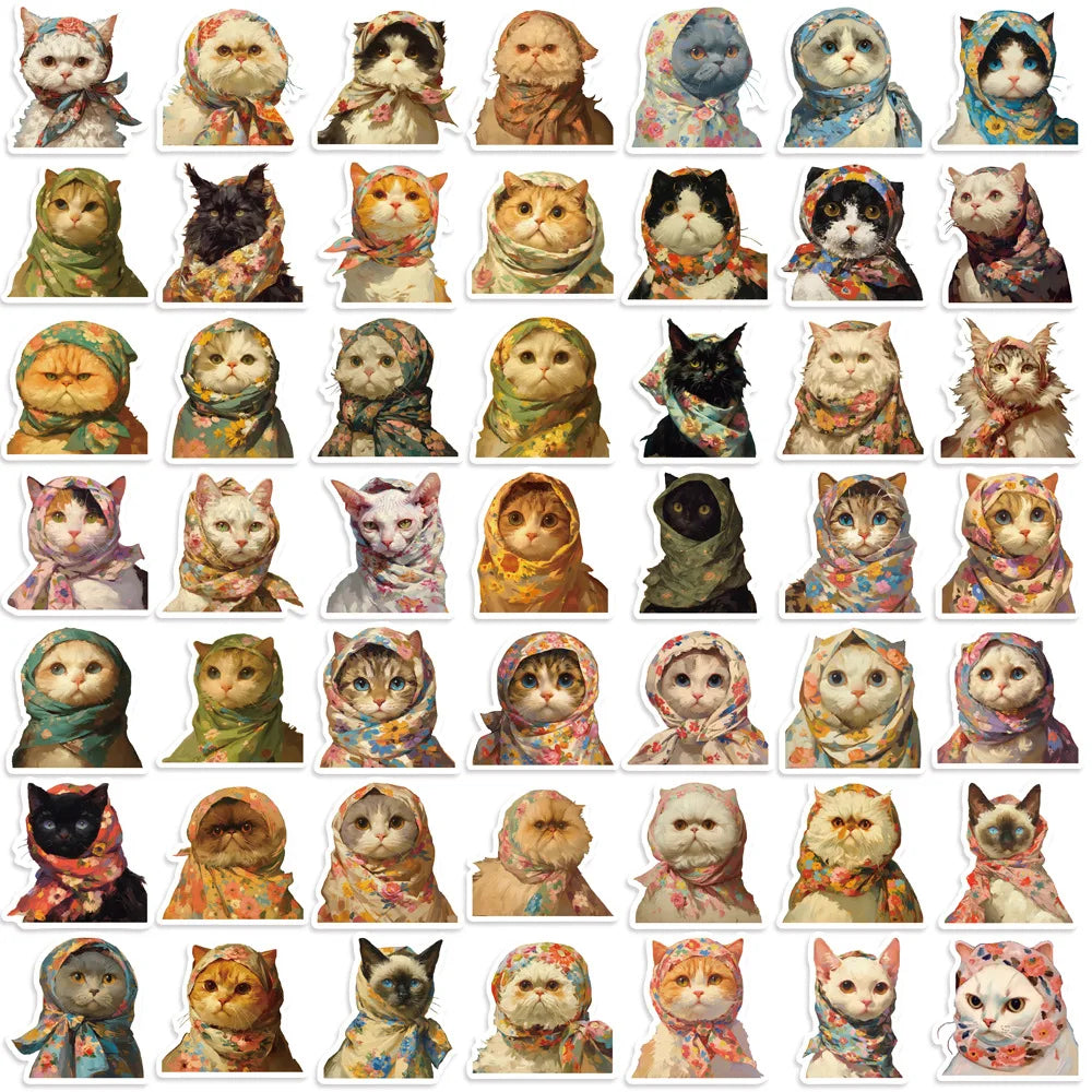 50/100PCS Cute Cartoon Headbands Cat Graffiti Stickers Guitar Notebook Luggage DIY Waterproof Stationery Stickers