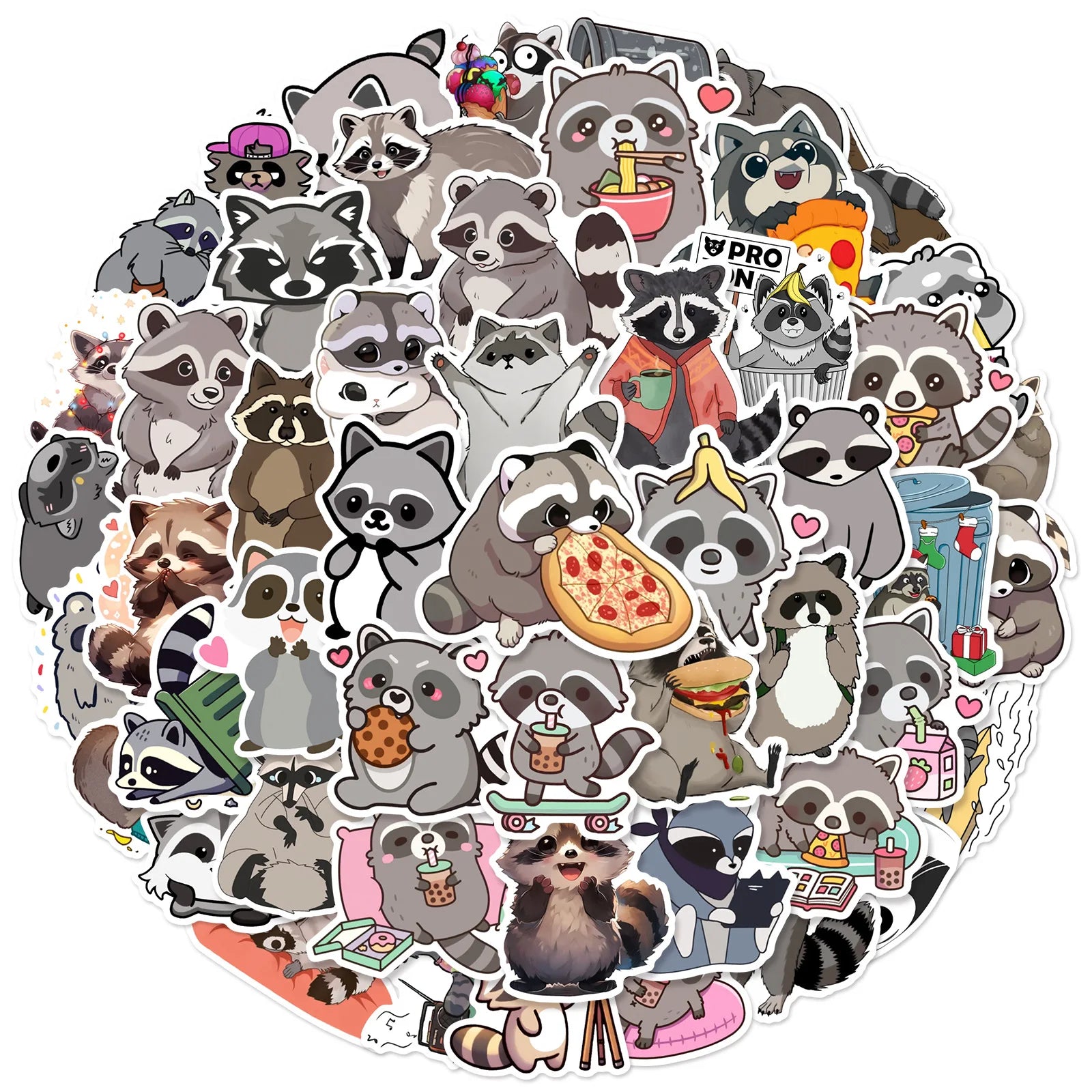 50/100PCS Cute Raccoon Graffiti Stickers Trolls, Insulated Cups, Storage Boxes, Refrigerator Decoration Stickers