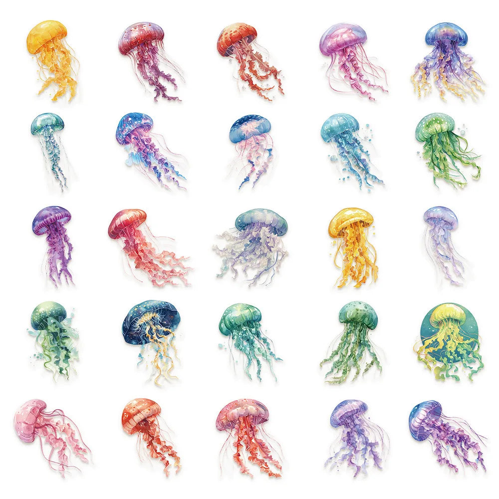 100pcs Cute Cartoon Marine Life & Fish Dolphin Shell Stickers ,Natural Starfish Transparent Stickers Decor Scrapbook