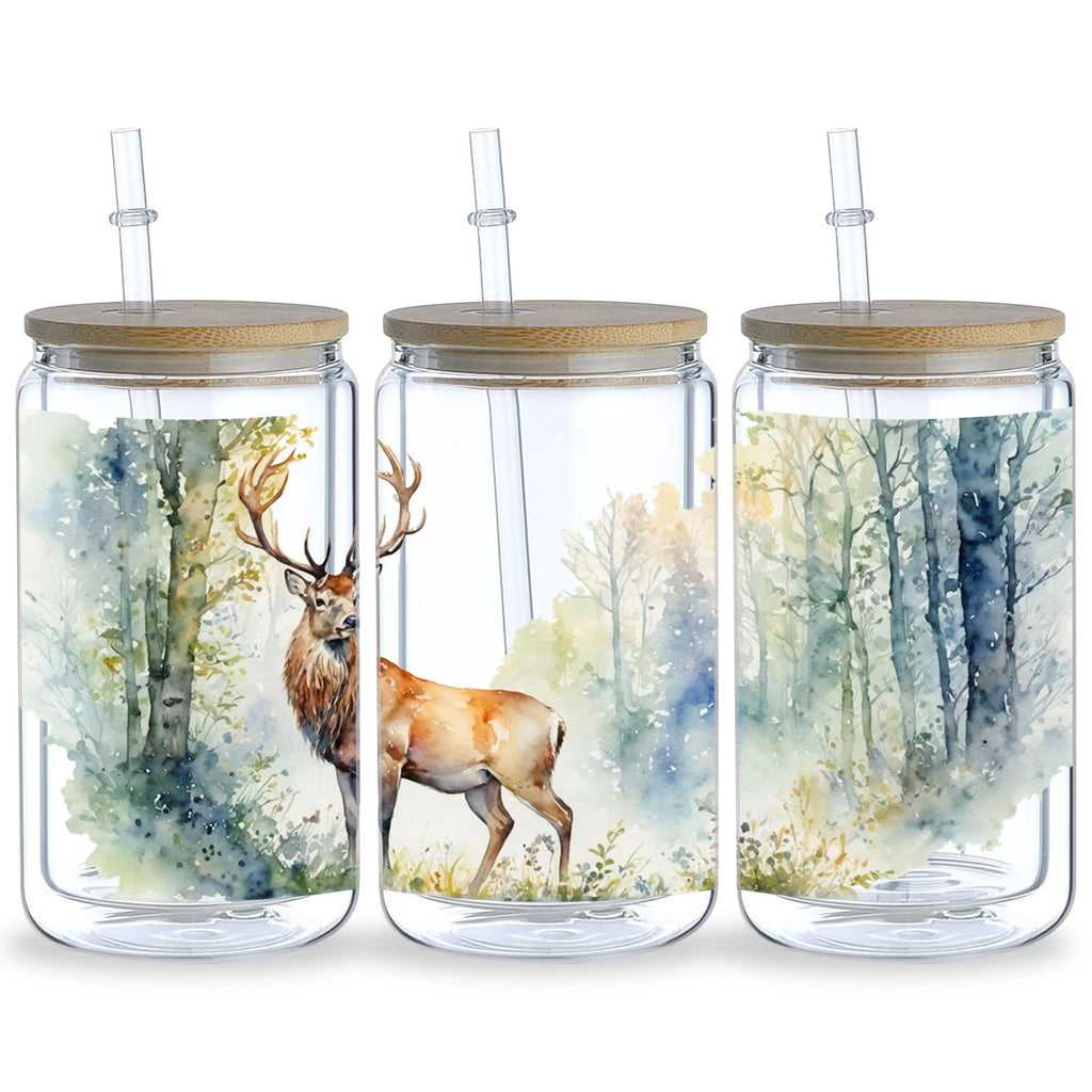 5 sheet Deer UV DTF Cup Stickers, DTF Transfer Stickers, Waterproof Wipe Transfer Paper for 16oz Glass, Mug, Crafts, Furniture