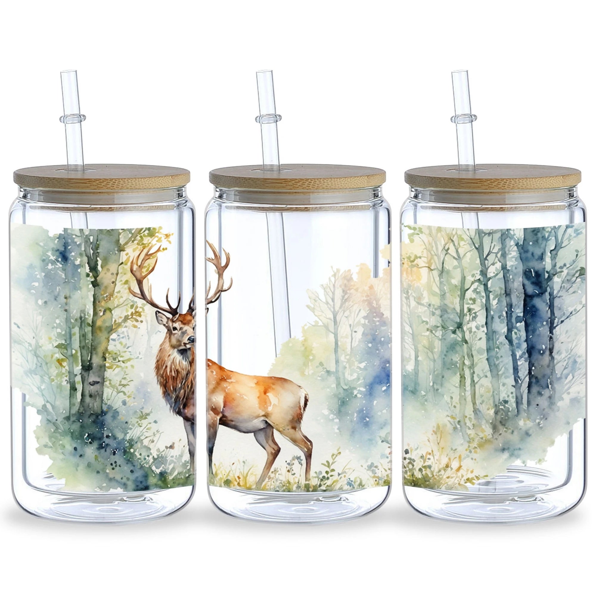 5 sheet Deer UV DTF Cup Stickers, DTF Transfer Stickers, Waterproof Wipe Transfer Paper for 16oz Glass, Mug, Crafts, Furniture