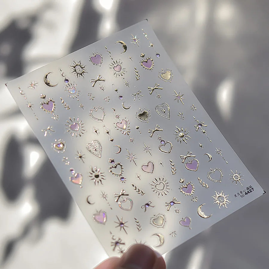 Gold Scepter Frames Nail Art Stickers Lavish Jewel Crown Patterns 5D Metal Nail Sticker Self Adhesive Manicure Decorat Decal DIY