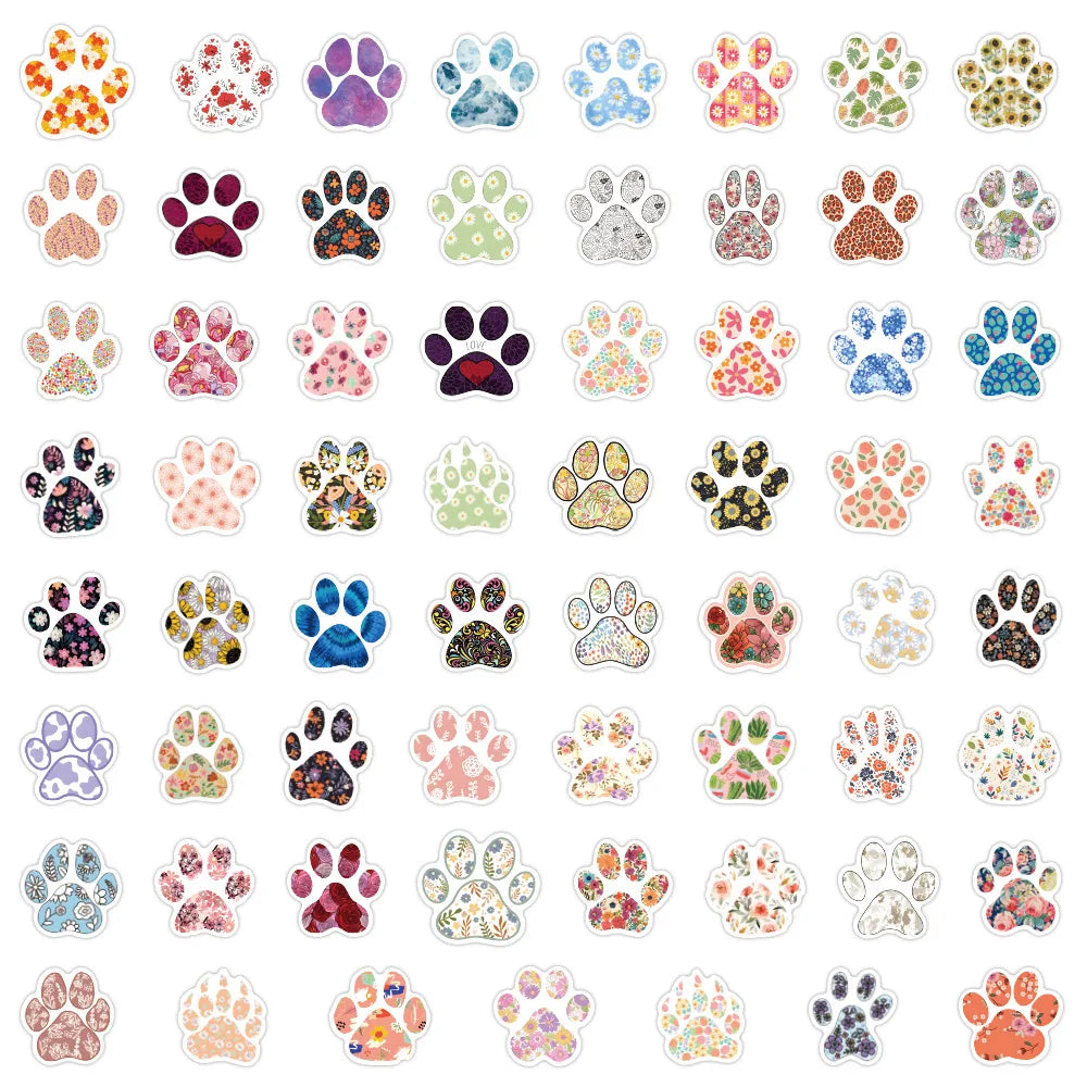 60/120PCS Cute Cartoon Animal Flower Paw Graffiti Sticker for Decor Car Luggage Case Phone Notebook Stationery Decals
