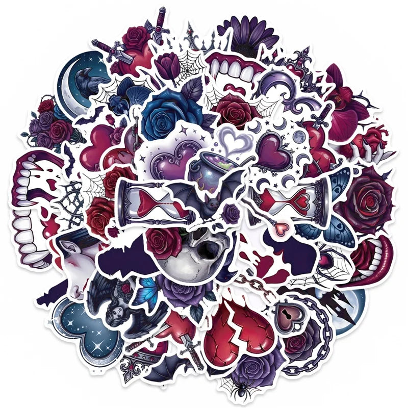10/30/50PCS Gothic Valentine's Day Sticky PVC Sticker Stationery DIY Laptop Luggage Skateboard Decoration Scrapbooking