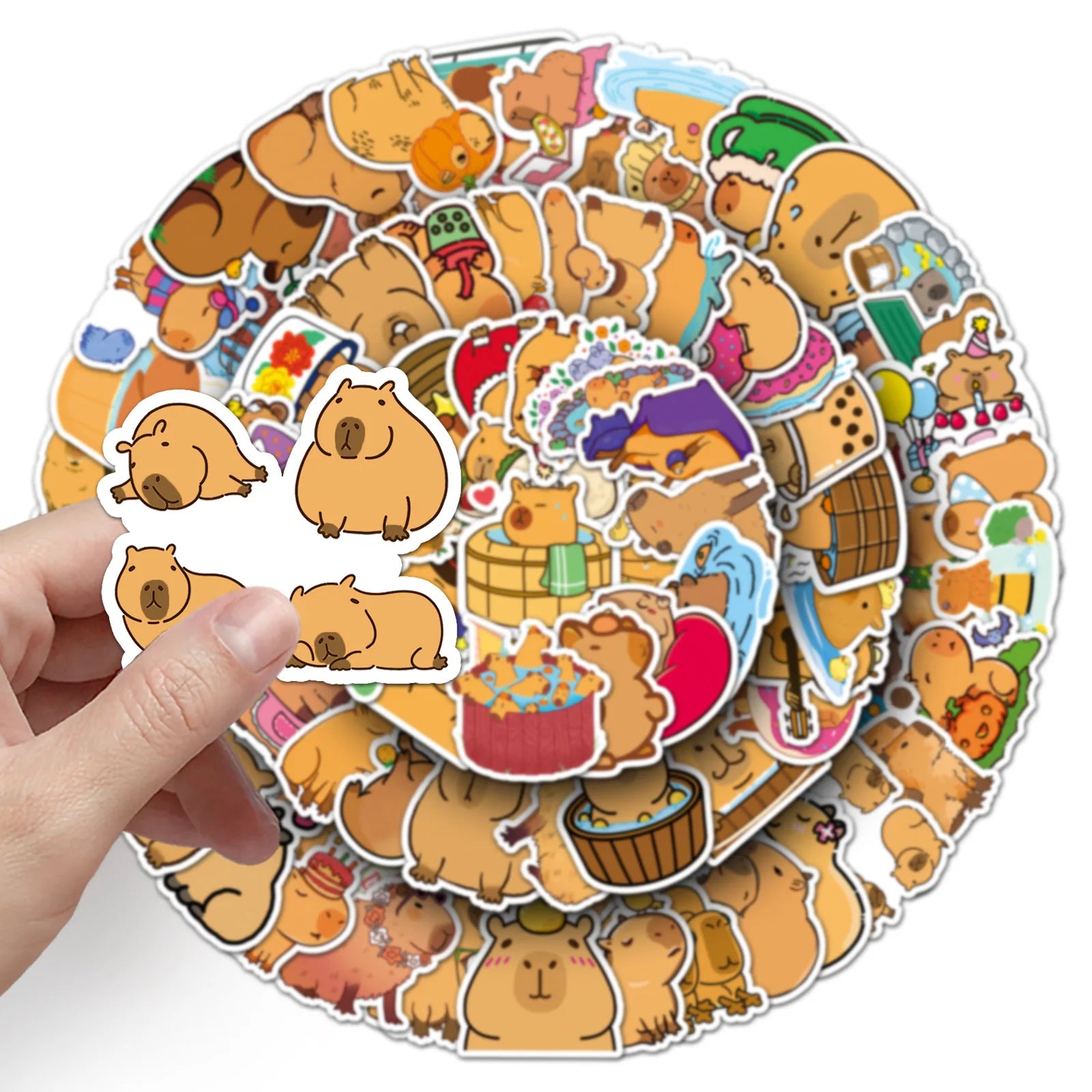 100Pcs Capybara Graffiti Stickers Cute Stationery School Supplies Decor Decals Notebook Phone Case Fridge Luggage DIY Stickers