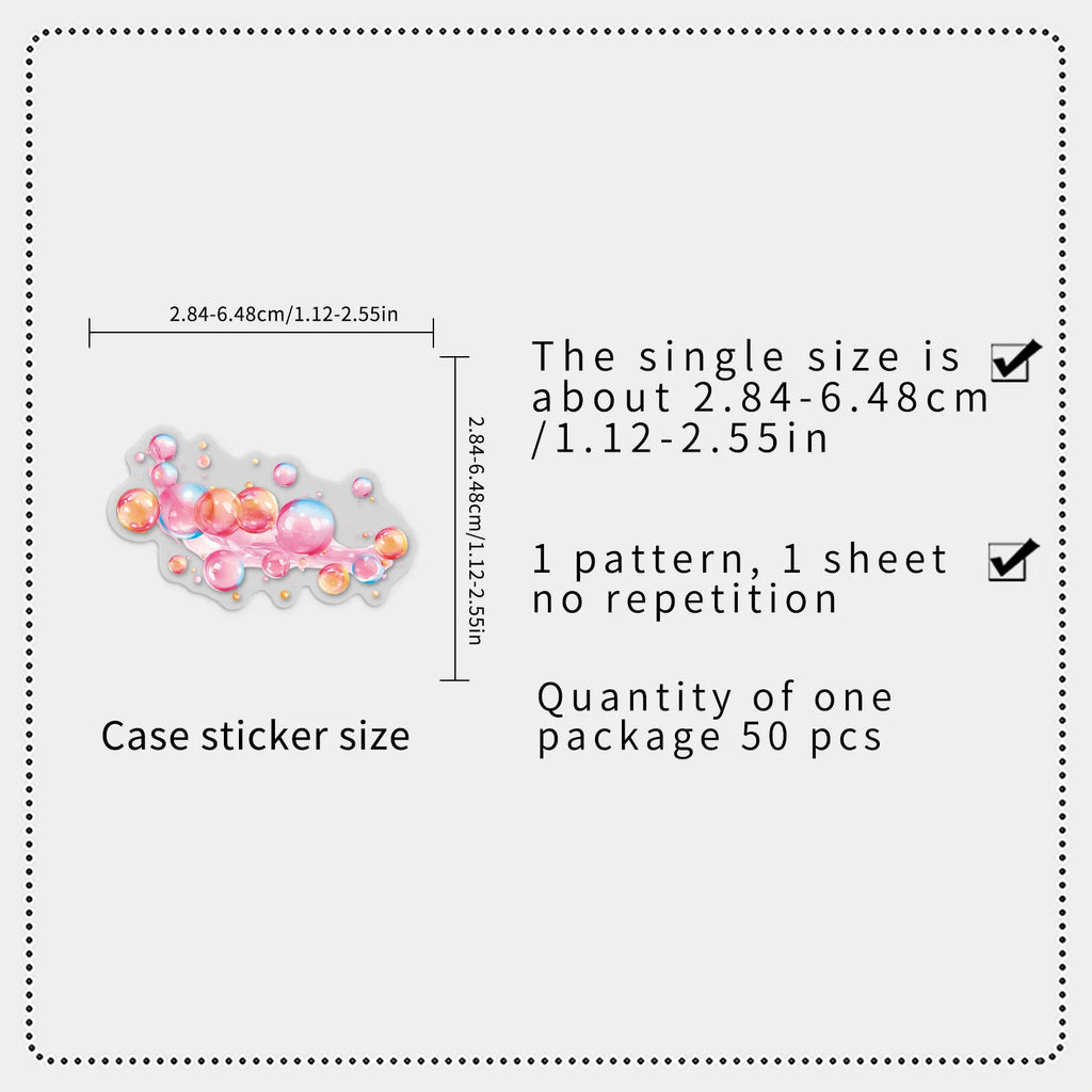50/100PCS Transparent PET Bubble Stickers Colorful Small Fresh Cartoon Waterproof Decoration DIY Computer Stickers