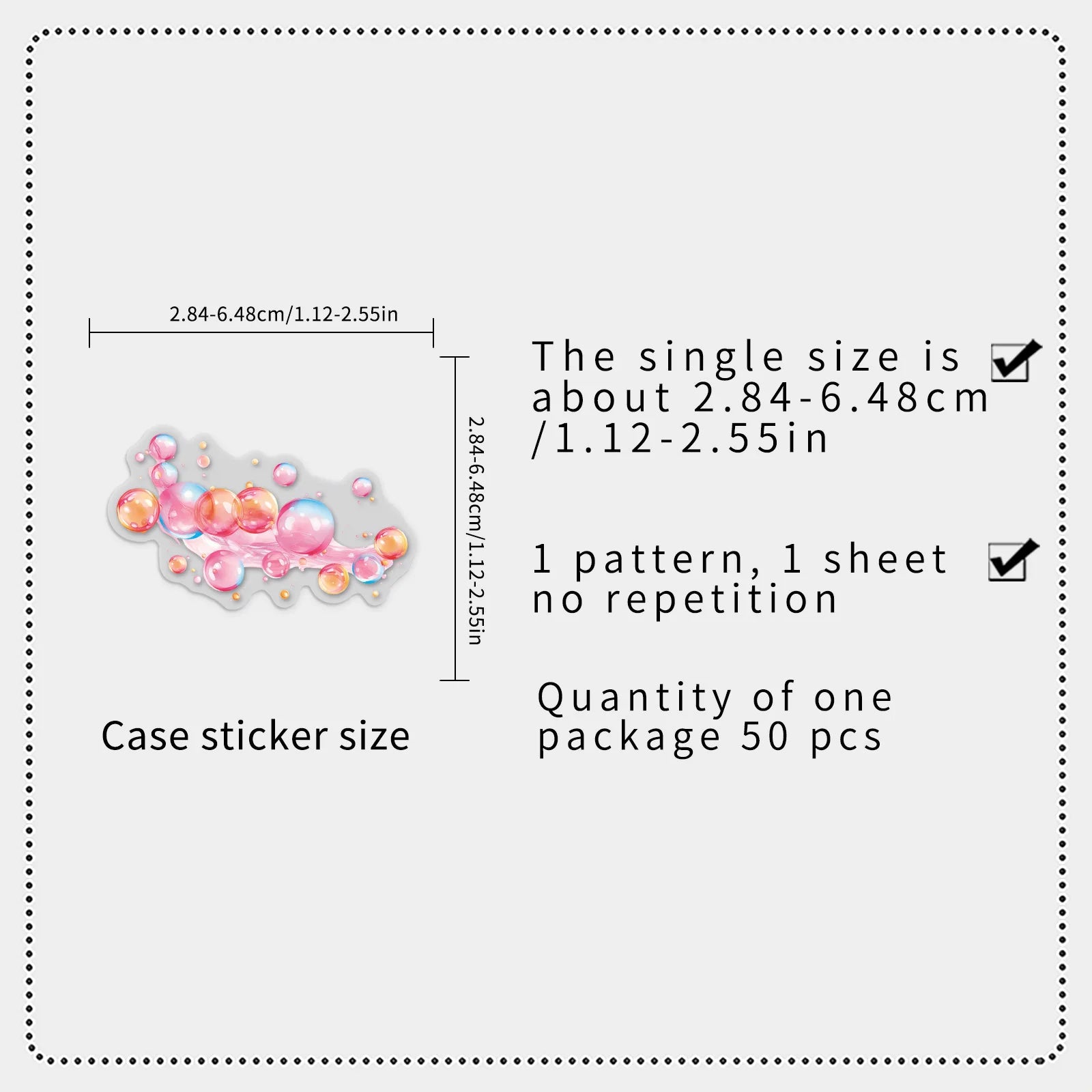 50/100PCS Transparent PET Bubble Stickers Colorful Small Fresh Cartoon Waterproof Decoration DIY Computer Stickers