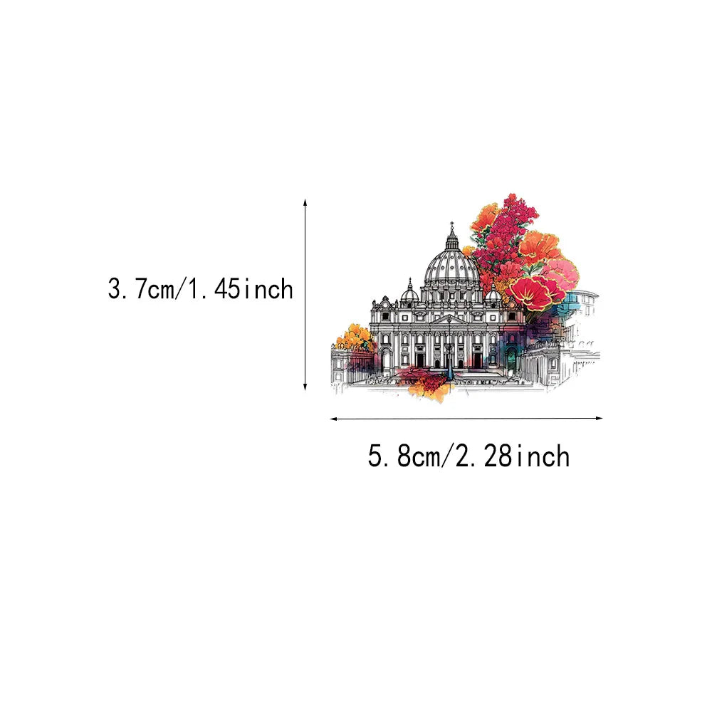50PCS Fangfei Plastic Decorative Stickers for Building Rooms, Computer Scrapbook, Refrigerator Phone Cases, Decorative Stickers