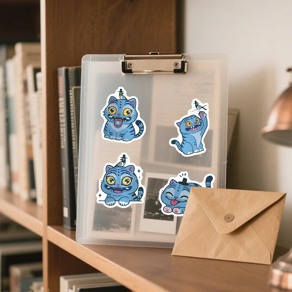 50/100 Pcs Cartoon Cat Funny Face Creative Stickers DIY Game for Storage Box Phone Laptop Stationery Box Cup Decals