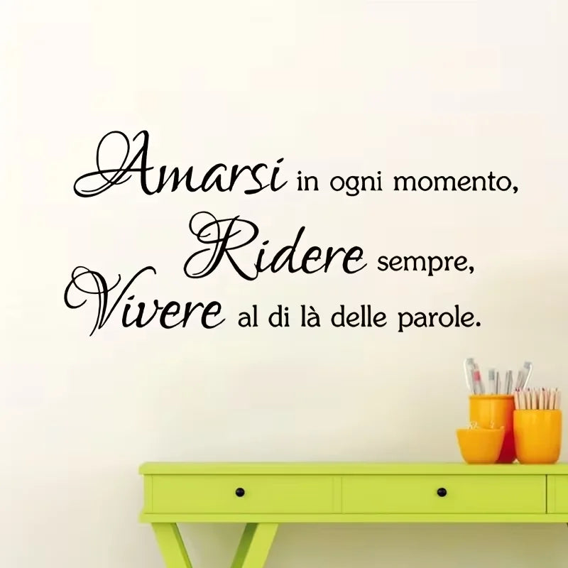 1pc Inspirational Italian Quote "Always Love Yourself, Laugh Forever, Language Doesn't Matter" Wall Decal - Removable Self-Adhes