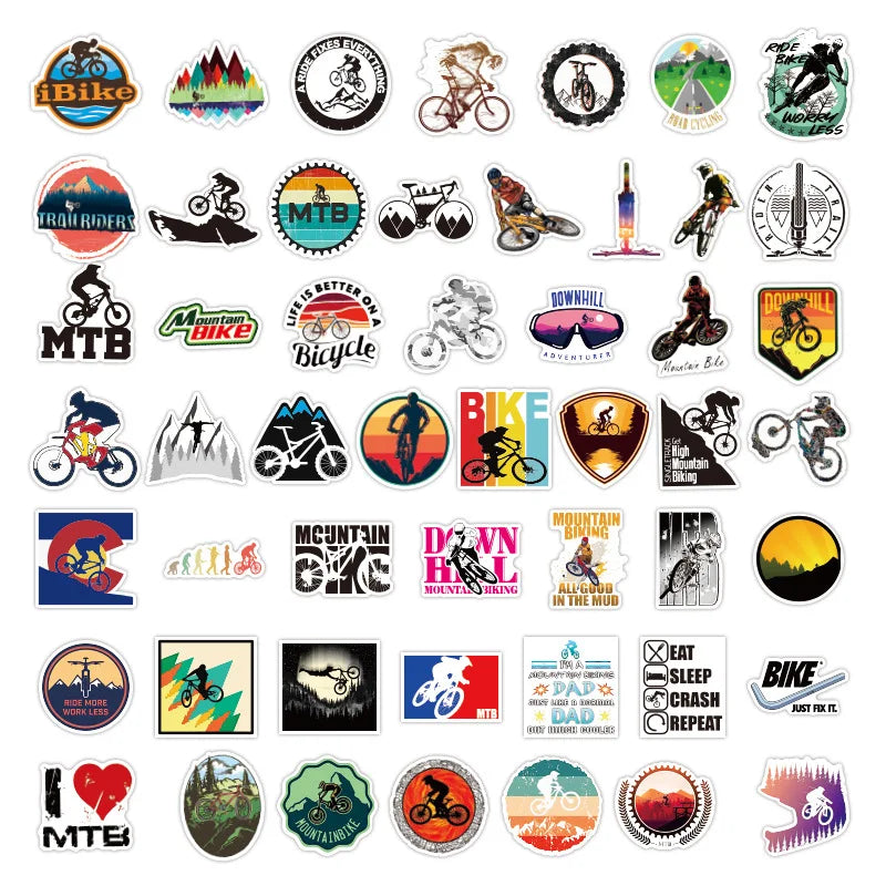 50-Pack Mountain Bike Outdoor Cycling Sport Stickers Notebook Luggage Phone Doodle Decals Sticker