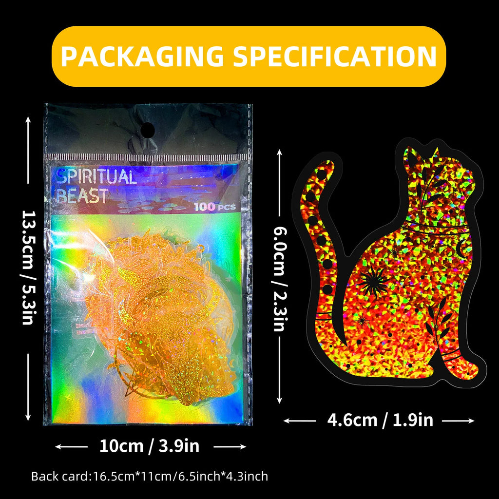 100 sheets Transparent Golden Laser Magic PET Stickers Laser Glitter Handbook Holographic Stickers
