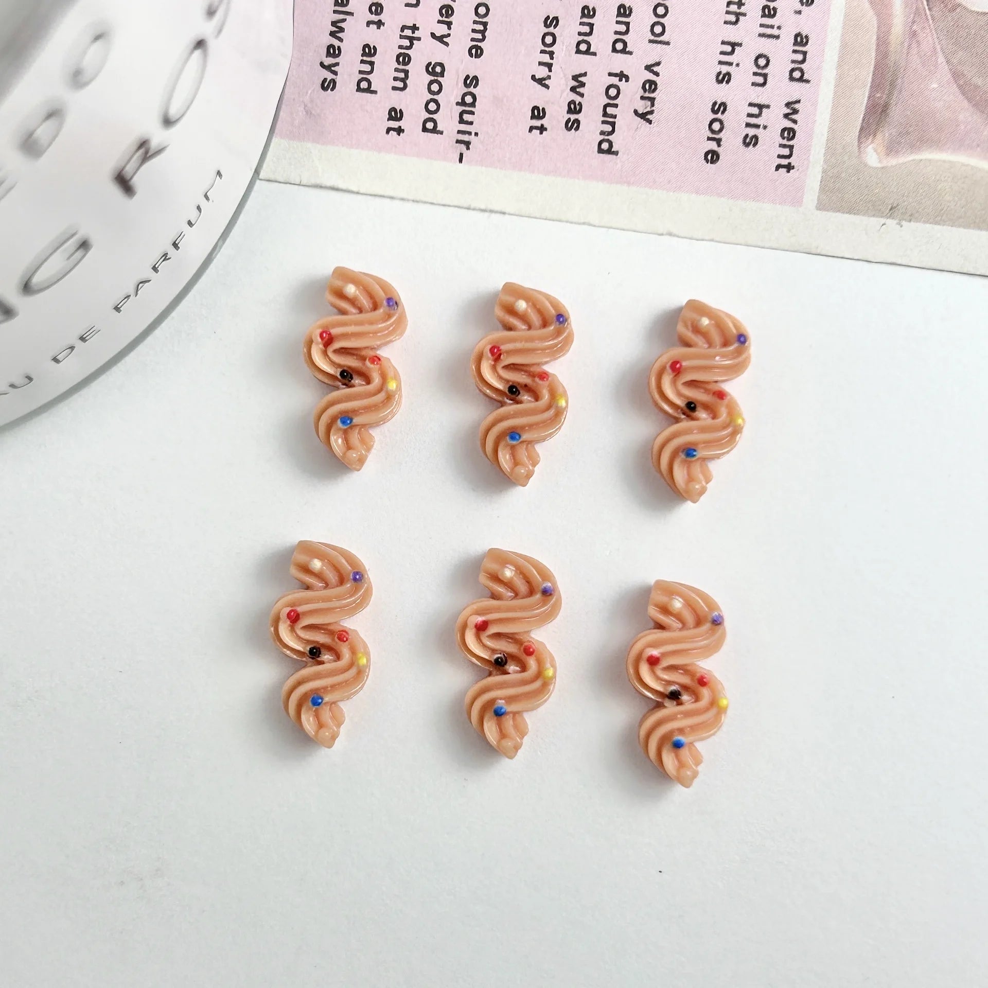 10pc Mini multi-color Cream Strips Nail Art Charms Sweet Resin Nail Rhinestone Decorations Kawaii Accessories DIY Manicure Tools