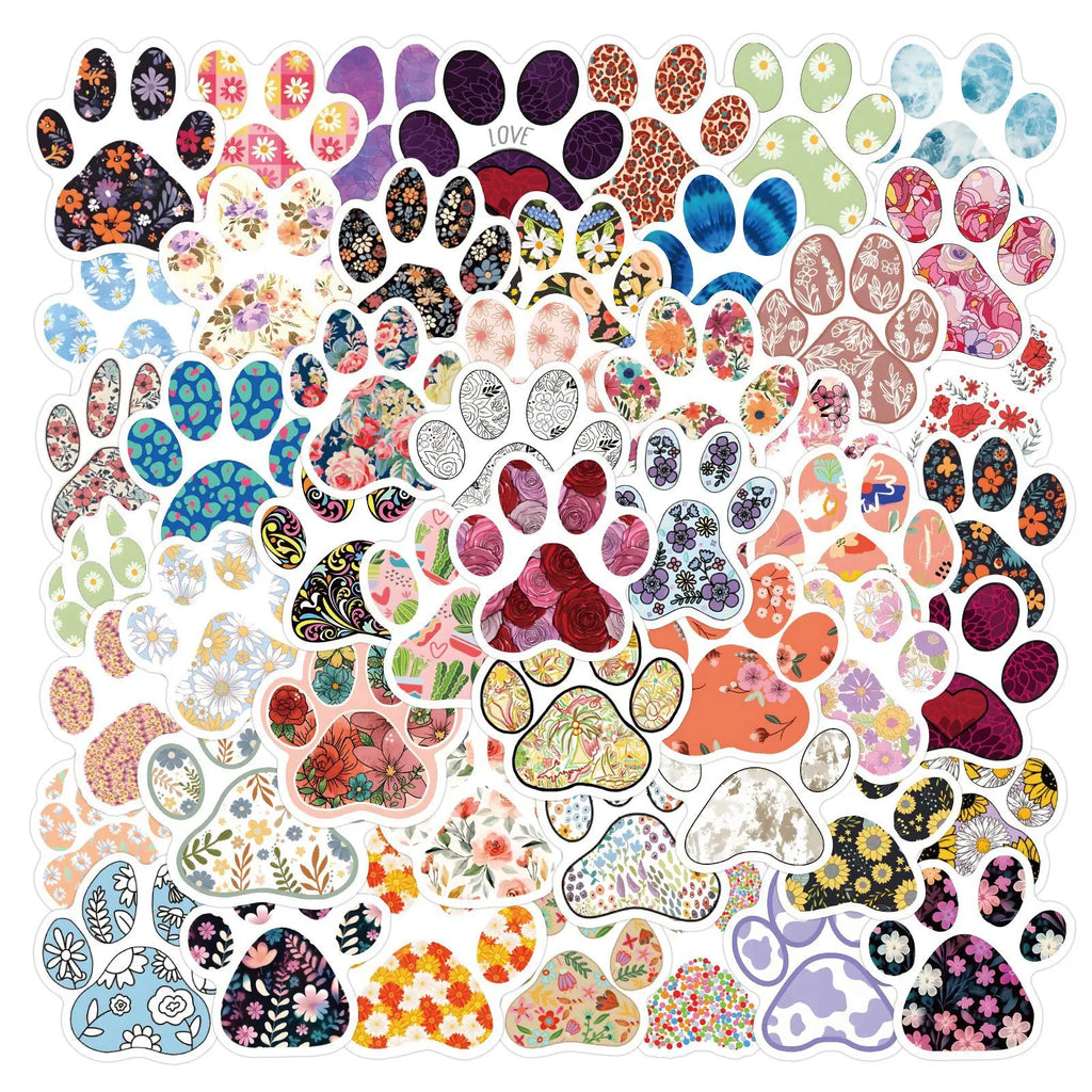 60/120PCS Cute Cartoon Animal Flower Paw Graffiti Sticker for Decor Car Luggage Case Phone Notebook Stationery Decals