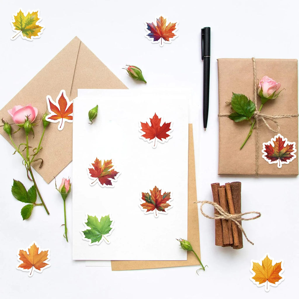500/1000PCS Maple Leaves Roll Stickers Gift Decor DIY Phone Scrapbooking Bottles Waterproof Room Modern Home Sealing Stickers