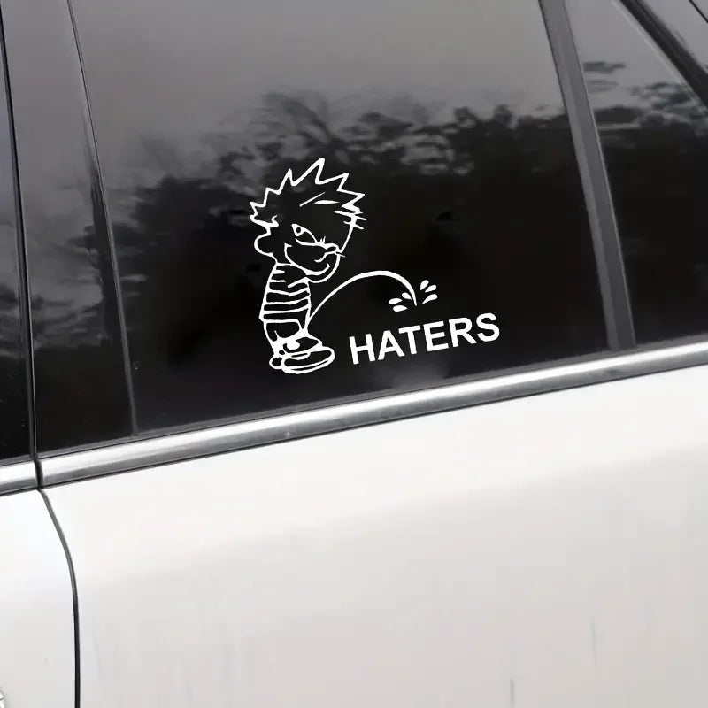 Piss On Haters Window Sticker Vinyl Decal For Car, Laptop – White