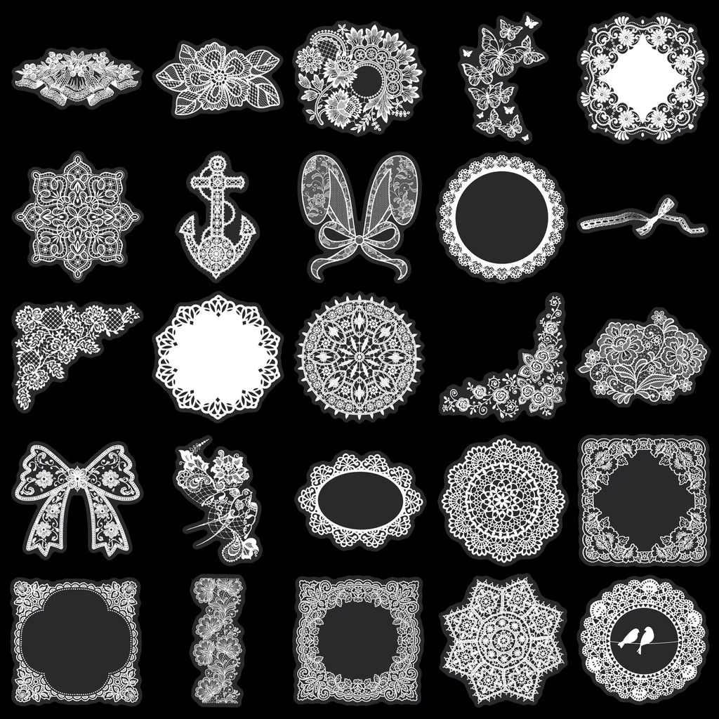 50/100PCS Lace Transparent PET Stickers Simple Text Solid Color Small Fresh Decoration Waterproof DIY Stickers