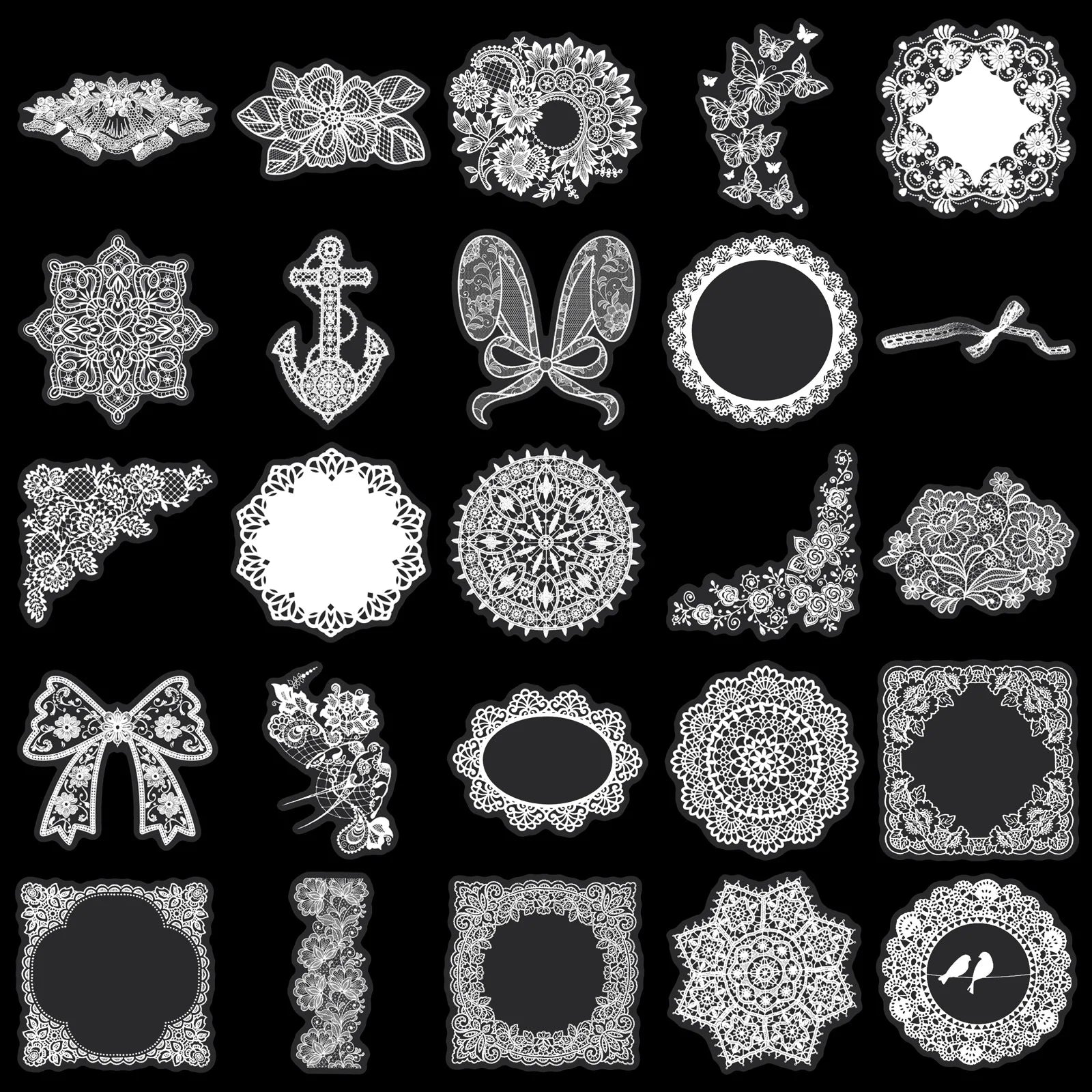 50/100PCS Lace Transparent PET Stickers Simple Text Solid Color Small Fresh Decoration Waterproof DIY Stickers