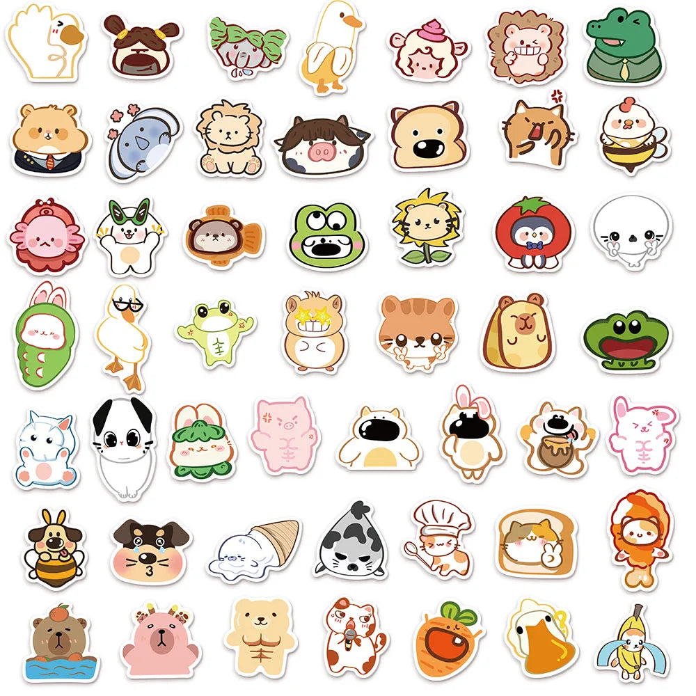 50PCS Abstract Animal Cartoon Decoration DIY Stickers Sketchbook Handmade Mobile Luggage Skateboard Waterproof Stickers