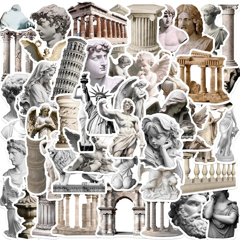 10/30/50PCS Vintage Art Sculpture PVC Sticker Aesthetic Chidlren's Stationery Decoration Scrapbooking School Supplies for Kids