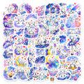 50/100 Pcs Galaxy Watercolor Stick Figure Couple Stickers Dreamy Minimalist Waterproof for Atmosphere Phone Laptop Diary Decals