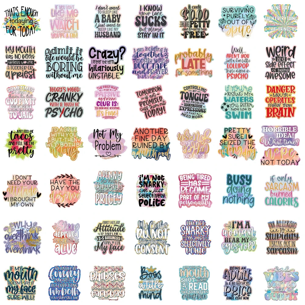 50PCS Sarcastic Stickers Kawaii Notebook Mysterious Laptop Luggage Guitar Scrapbooking Phone Waterproof PVC Phone Sticker  ﻿