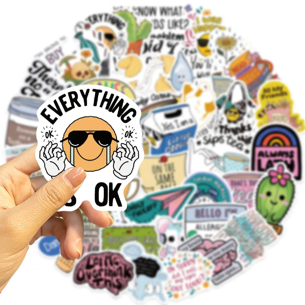 50PCS Cartoon SarCastic Graffiti Stickers Guitar Notebook Luggage DIY Waterproof Stickers