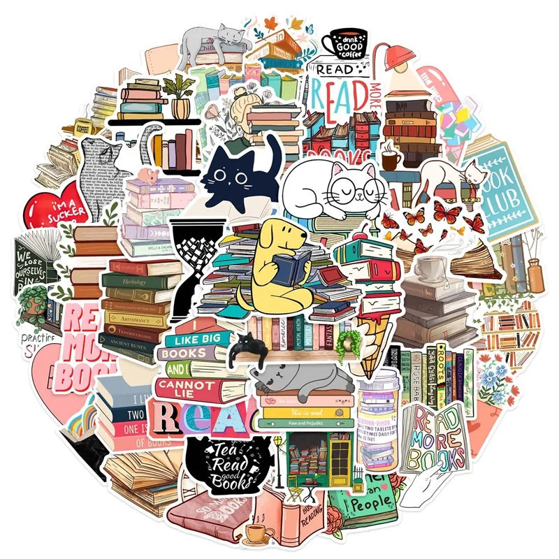 10/30/50PCS Cartoon Animal Reading Children's PVC Sticker Aesthetic Decoration Scrapbooking Stationery School Supplies for Kids
