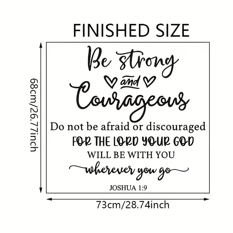 1pc Joshua 1:9 Inspirational Bible Verse Wall Decal - Contemporary Self-Adhesive Religious Quote Sticker with Black & White Lett