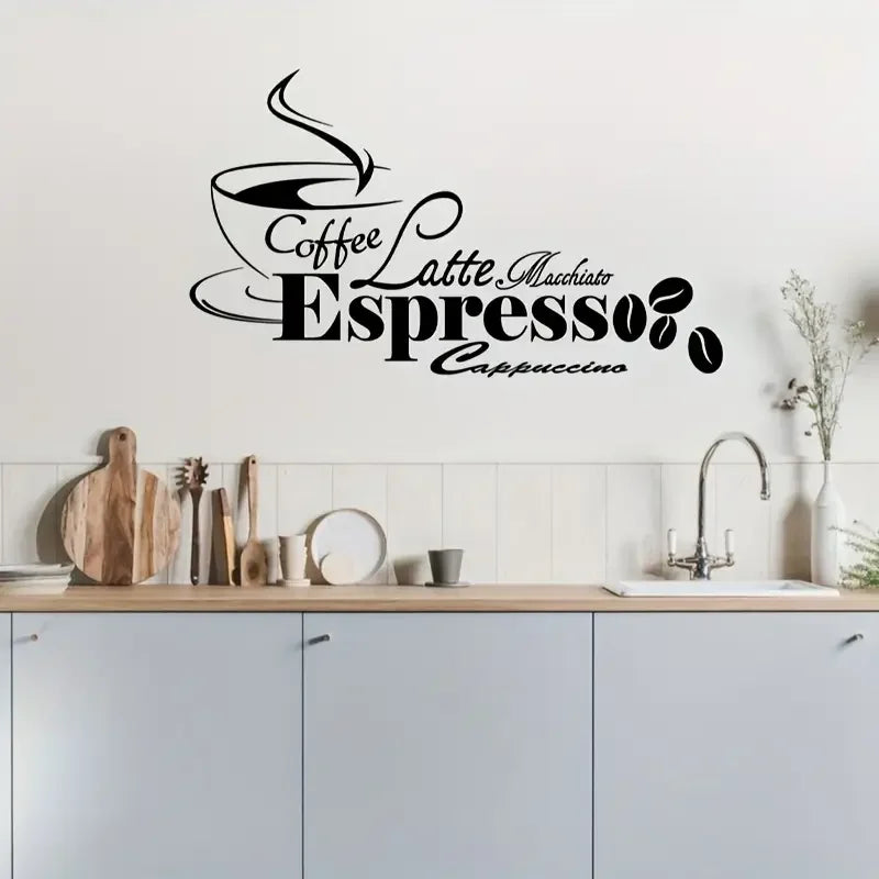 A Removable Self-Adhesive Wall Sticker with a Coffee Theme, Suitable for Decorating The Bedroom, Hallway, Living Room, And Porch