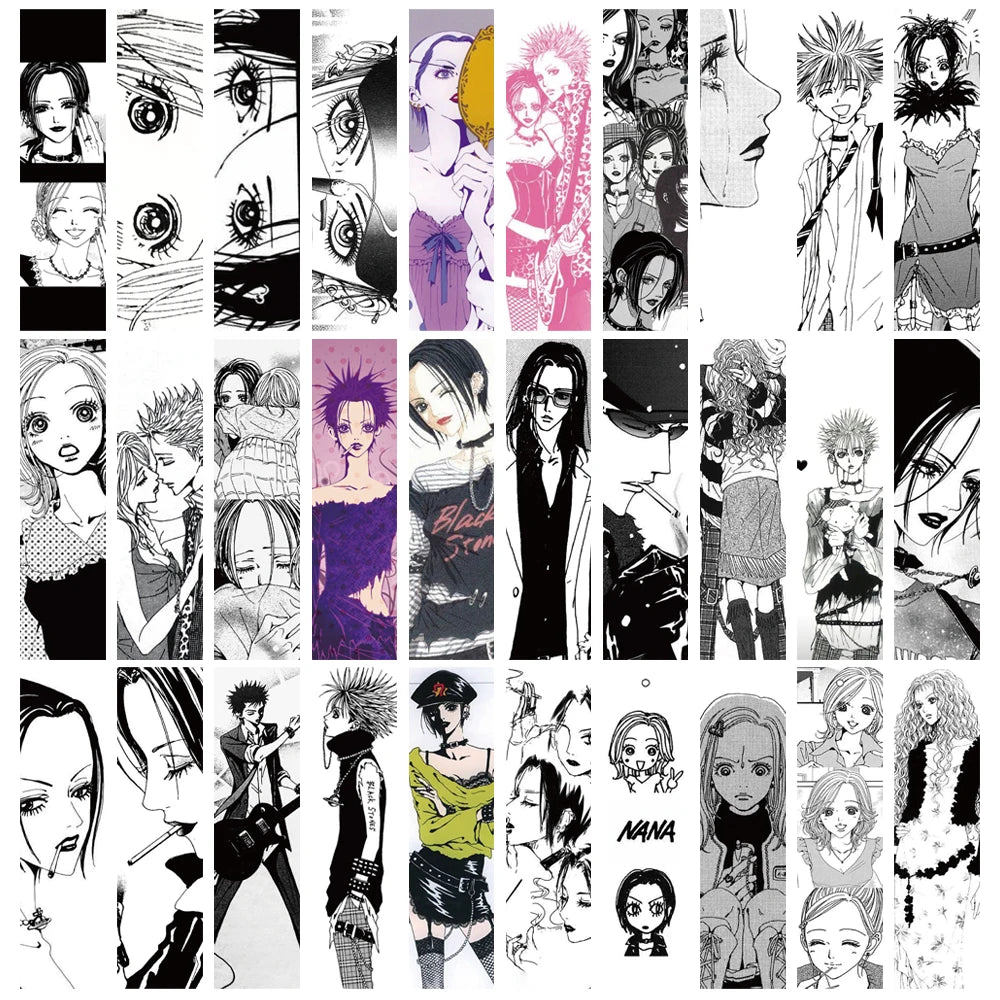 30PCS Japanese Anime NANA Retro Bookmark Home Reading Book Decoration Graffiti Gifts Paper Reading Card Office Bookmarks ﻿
