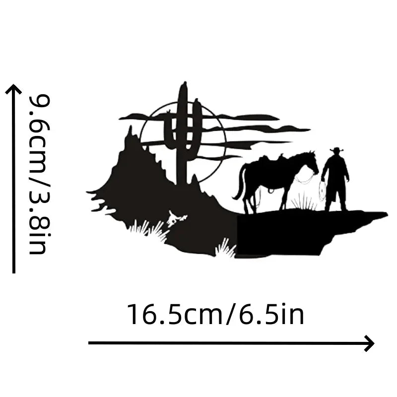 Car Decal Of Cowboy Western Scene For Car Windows And Smooth Outside Of Car Decal Of Man Holding Horse
