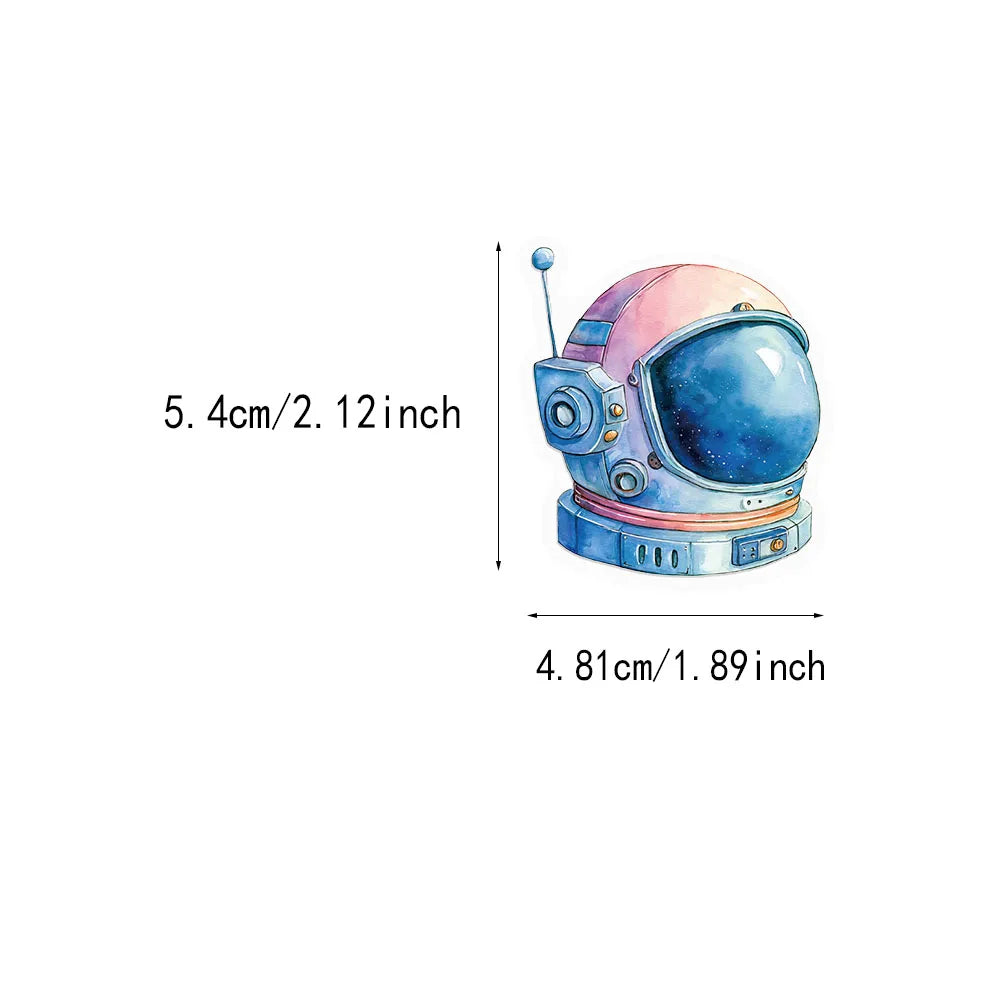 50PCS Space Astronaut PET Plastic Stickers Fun Decorative Phone Cases Laptop Skateboards DIY Decorative Toy Stickers