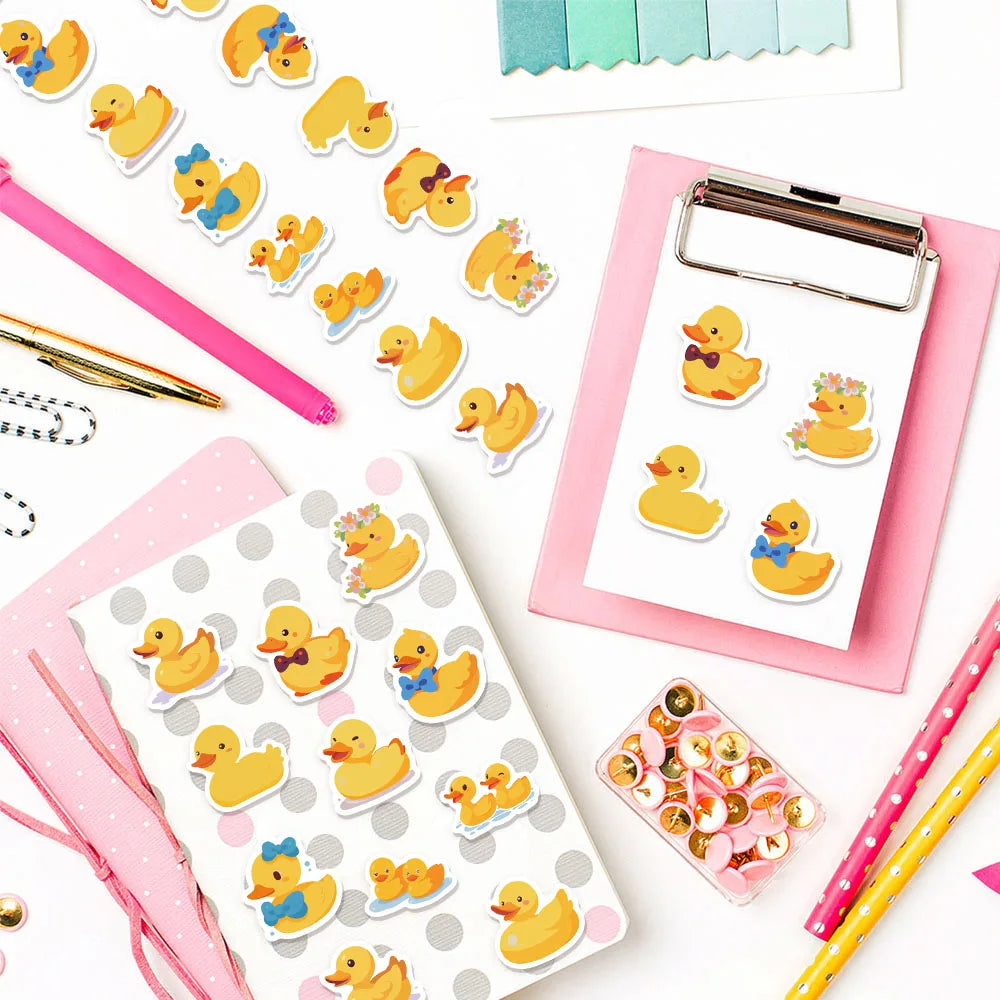 500PCS Cartoon Yellow Duck Reward Stickers 10 pieces 2.5cm/1.0-inch Duck Learning Reward Set Party Gift Stamps