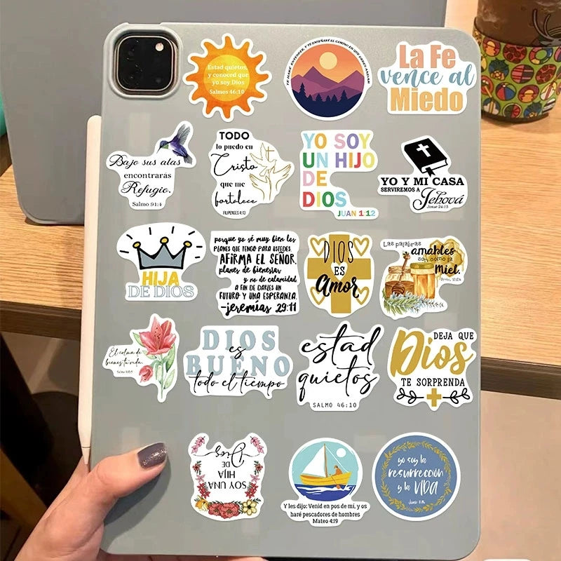 50/100PCS Cute Spanish Bible PVC Sticker Aesthetic Decoration For Scrapbooking Stationery School Supplies For Decor Stickers