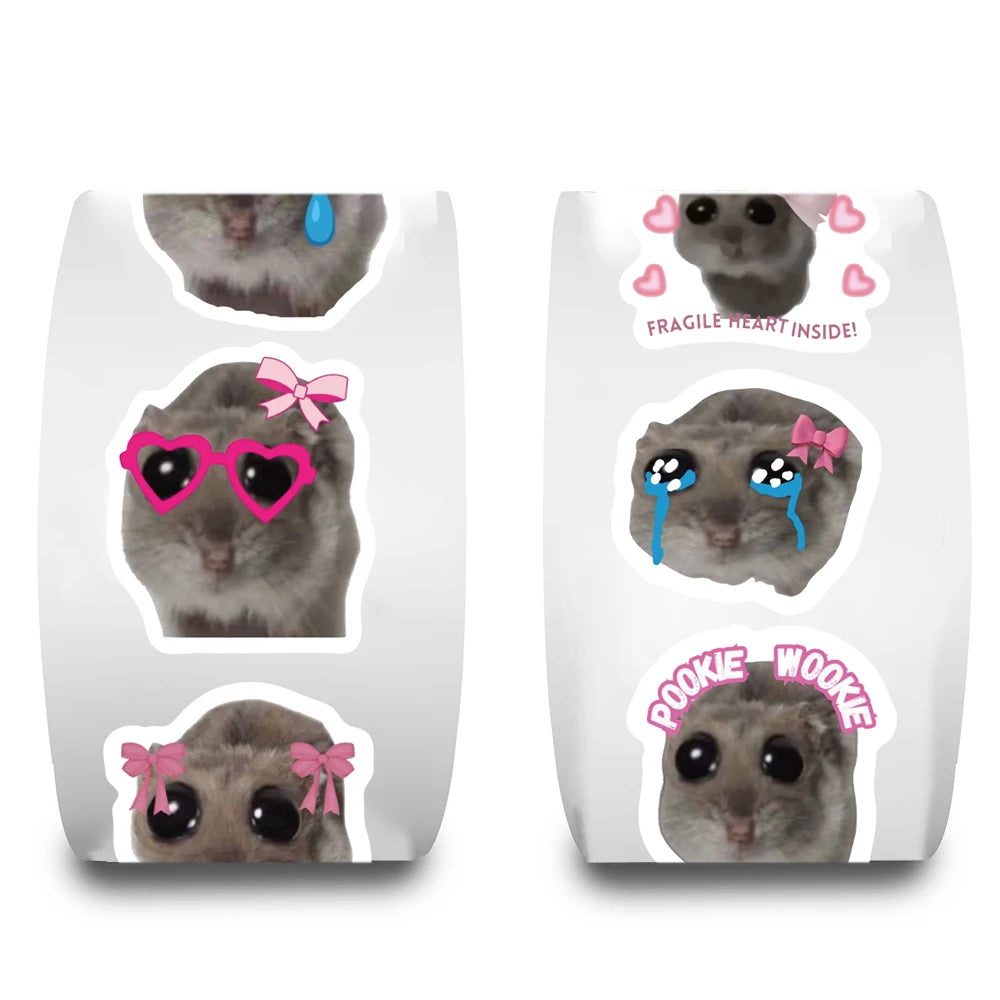 500PCS Sad Hamster Stickers Graffiti Nostalgia Stationery Vintage DIY Scrapbook Laptop Luggage Phone Guitar Scrapbook Sticker