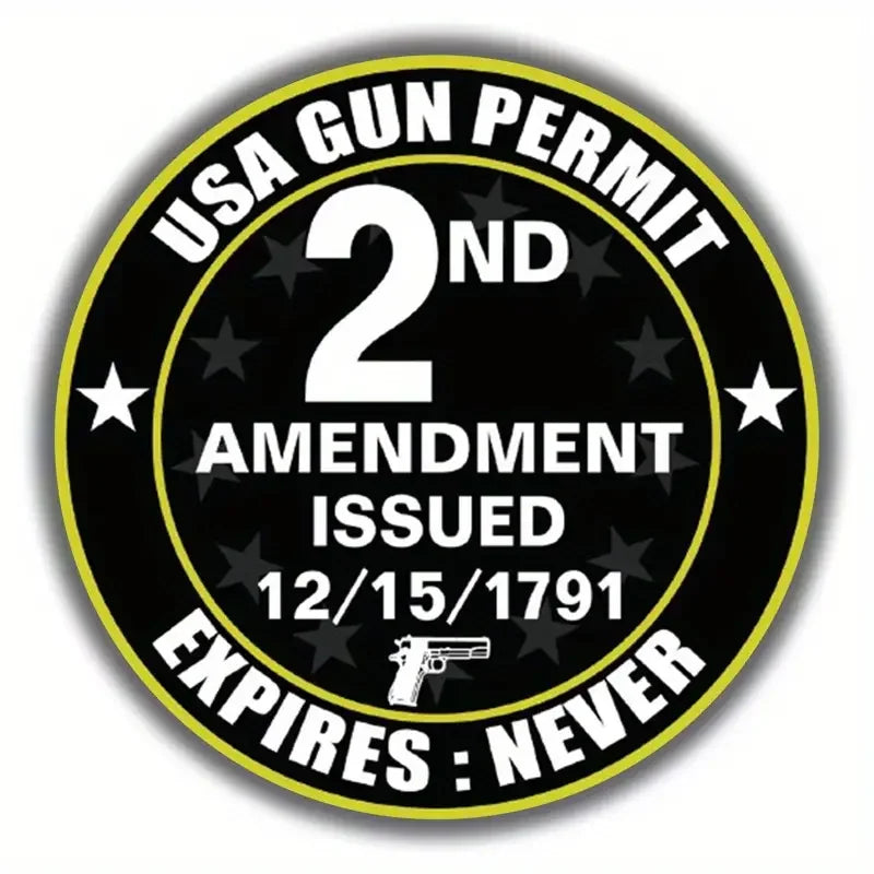 USA Gun Permit 2nd Amendment Sticker Deca Sticker For Car Truck SUV Van Window Bumper