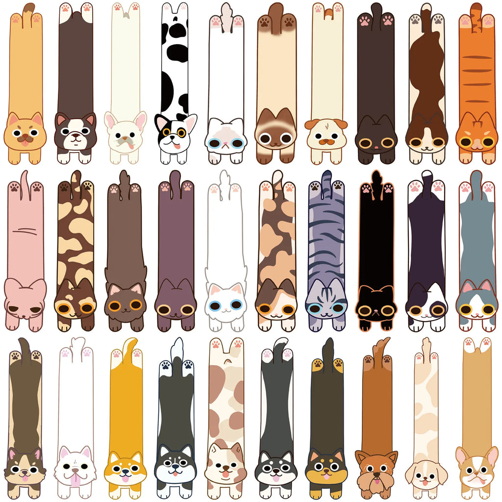 30Pcs Cartoon Cat and Dog Series Simple Handheld Art Creative Material Ins Reading Paper Bookmark DIY