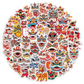 50PCS Creative New Year Lion Dance Graffiti Stickers DIY Luggage Laptop Tablet Speaker Decoration Wall Stickers Gift Stickers