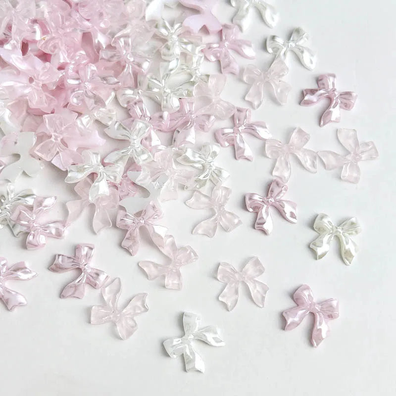 20pc Exqusitive Bows Nail Resin Charms Mini Bow Nail Art Accessories Bow Black White Rice White Bow Tie Nails Decoration Diamond
