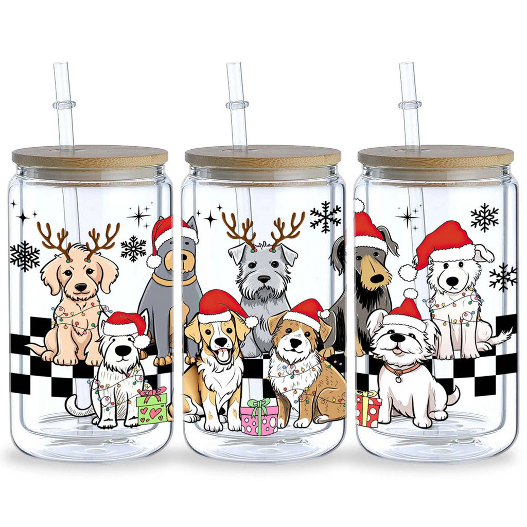 5 sheets Christmas UV DTF cup stickers, DTF transfer stickers, waterproof wipe transfer paper for 16oz glass, mug, furniture