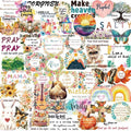 50PCS Cartoon Inspirational PET Sticky Sticker Aesthetic Tear Open DIY Children's Decoration Scrapbooking Stationery Supplies