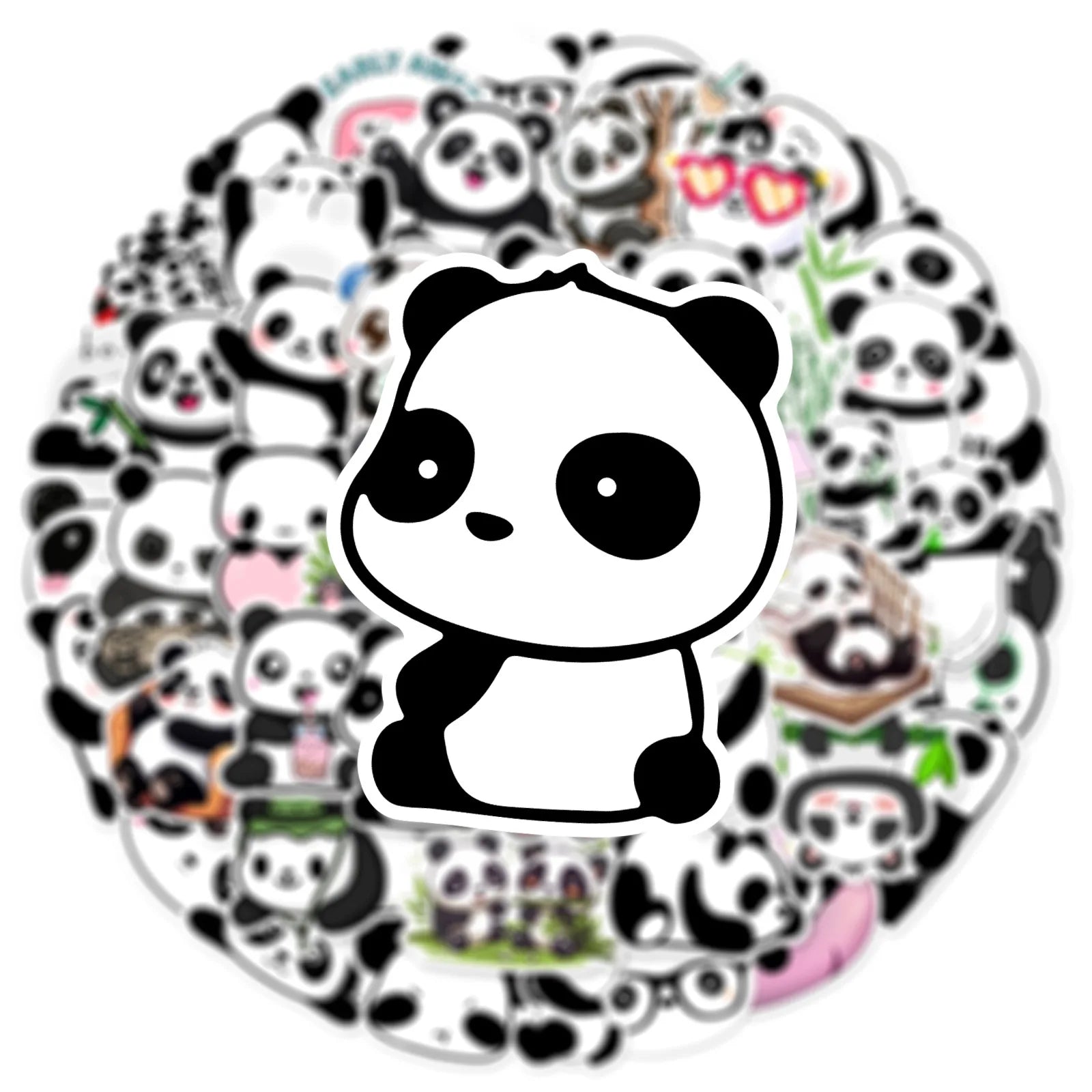 50PCS Cute Panda Graffiti Sticker Phone Case, Luggage, Water Cup, Tablet Guitar Waterproof Sticker