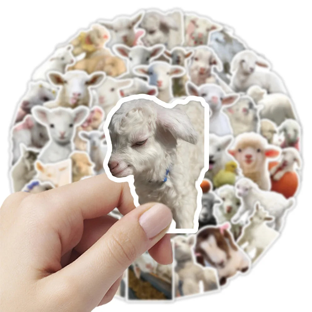 50PCS Realistic Lamb Stickers, Cute Sheep Children Student Stationery Notebook Phone Case Journal Waterproof Decorative Sticker