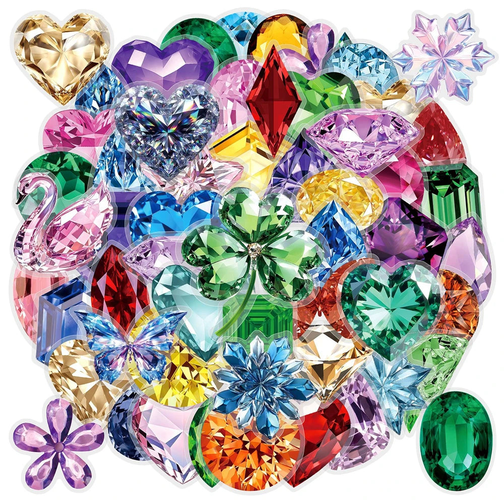 50/100 Pcs Ins Style Colorful HD Diamond Gem Stickers PET Clear Waterproof for Cup Phone Laptop File Holder Diary Decals