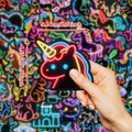 56PCS Neon Unicorn Graffiti Stickers Cartoon Creative Rainbow Horse Cup Decoration Stationery Stickers