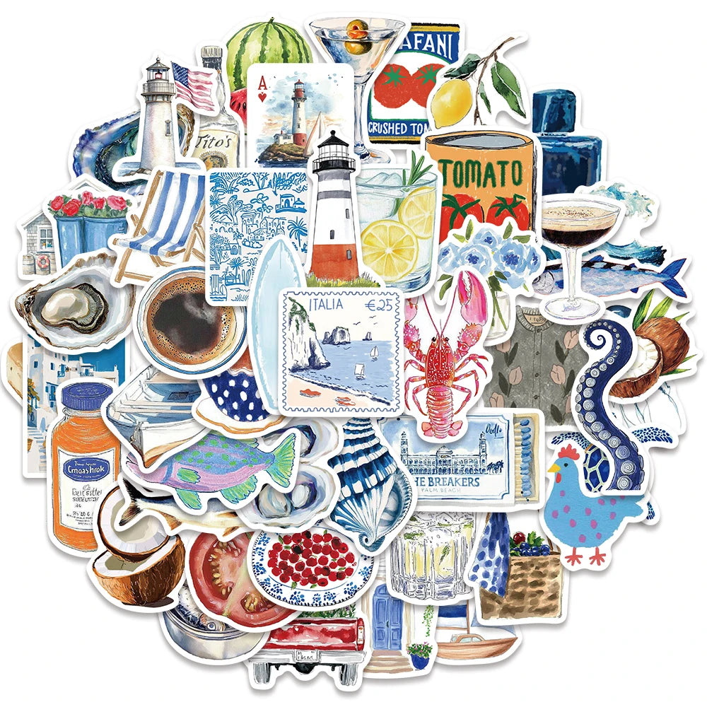 50PCS Sailing Graffiti Stickers DIY Luggage Skateboard Water Cup Manual Laptop Waterproof Stickers Toy