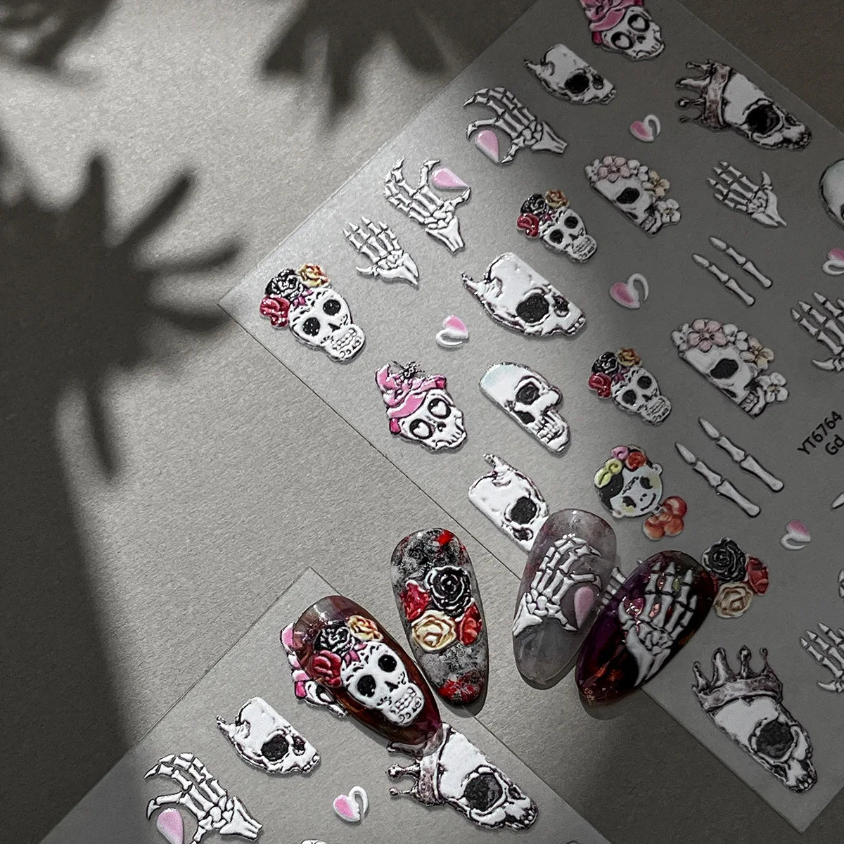 Jelly Halloween Skeleton Stickers Nail Art Cool Evil dark style decorative Nails Sticker DIY Trendy Manicure Ornaments Supplier
