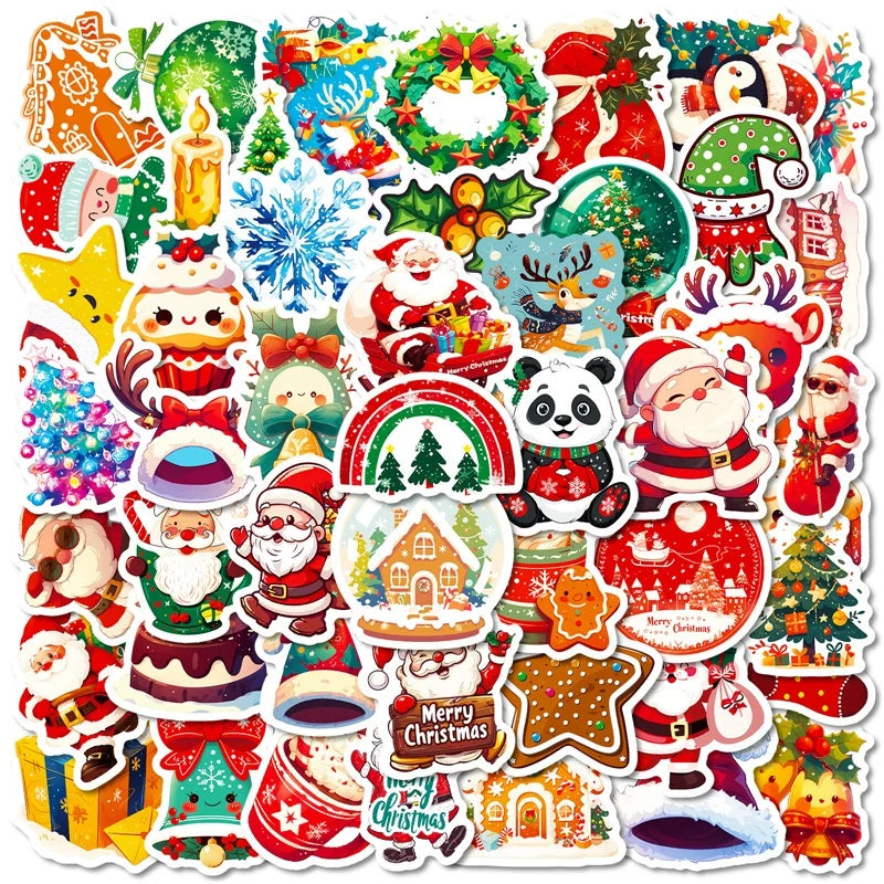 10/30/50PCS Cute Christmas Fat Animal PVC Sticky Sticker Aesthetic DIY Children's Decoration Scrapbooking School Supplies