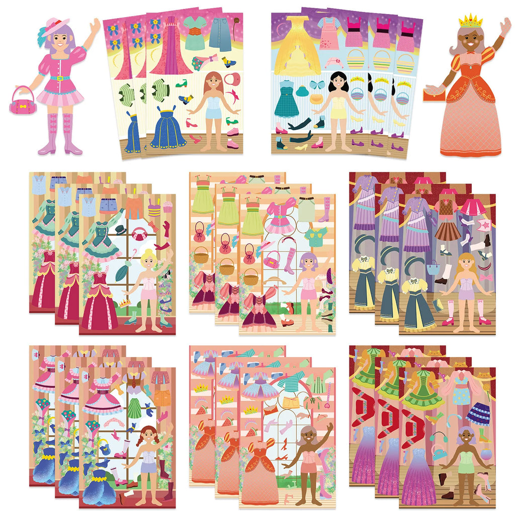 8/16/24PCS Cartoon Princess Dress up Stickers, Colorful Cartoon Funny DIY Stationery Boxes, Notebook Decoration Stickers